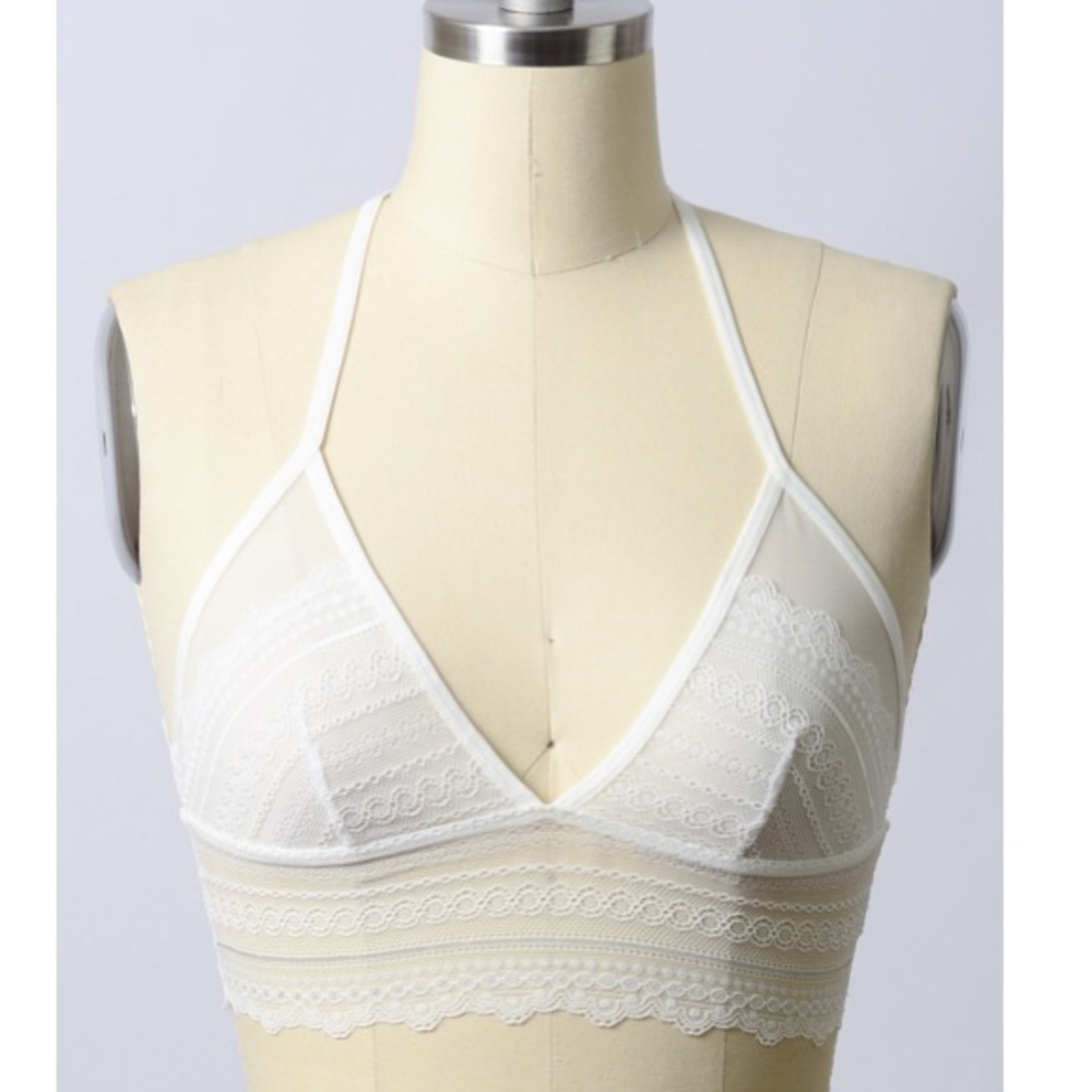 White Lace Longline Bralette | Bridal Lingerie - Picture 2 of 4
